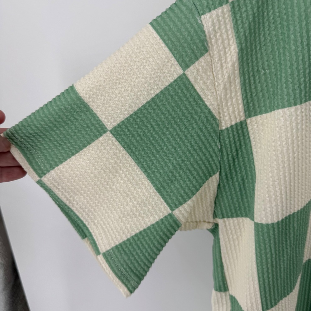 Women's Small Sage Green Checkerboard Waffle Knit 2 Piece Lounge Set NEW - Picture 4 of 9